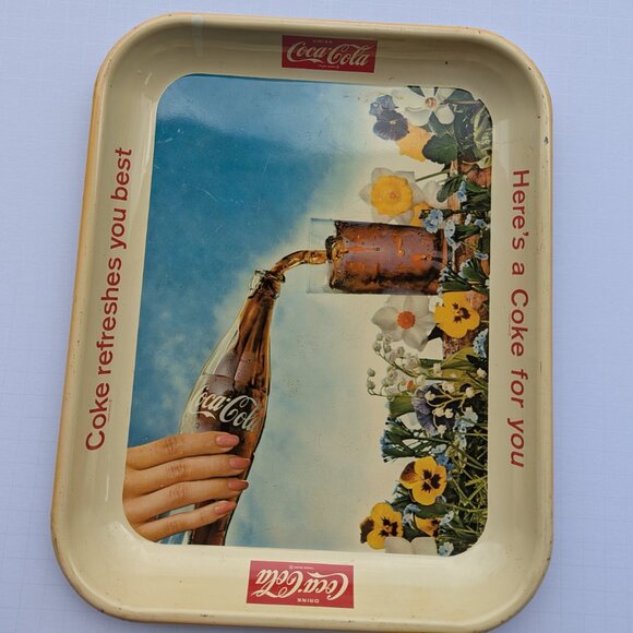Vintage Coca Cola 1961 "Pansy Garden" Tray - Picture 15 of 16